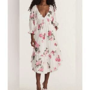 LOVE SHACK FANCY Firefly Dress In Paradise Pink Floral Smocked Midi NWT Small